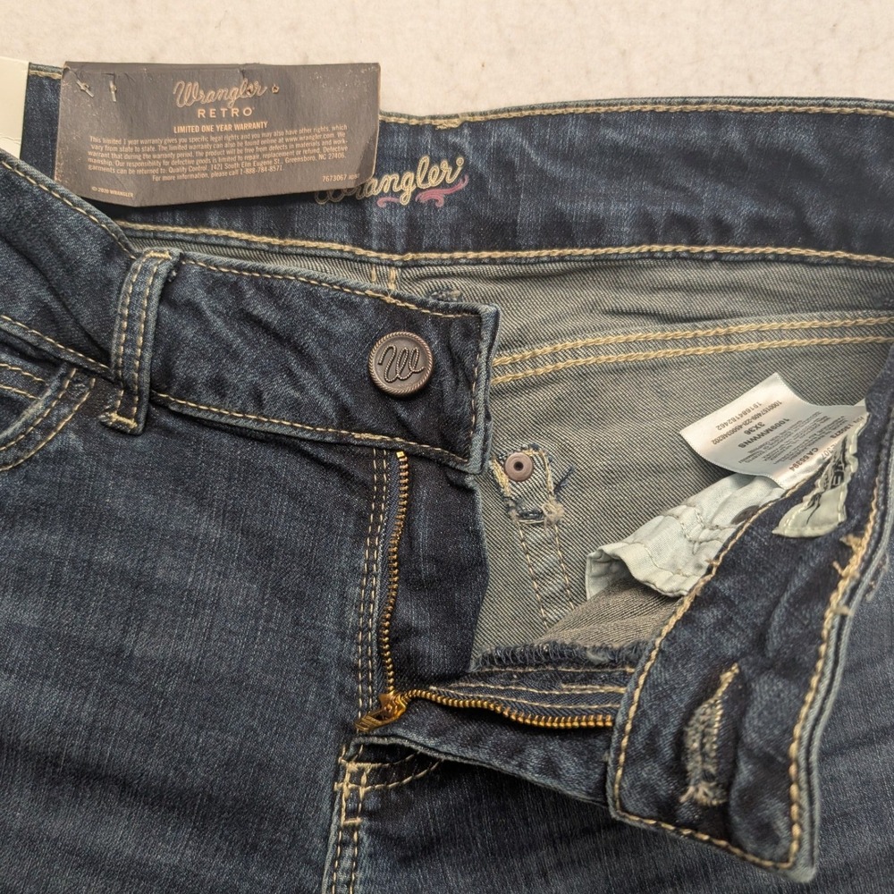 NWT Wrangler Retro Mae Trouser Jeans Womens 27/3x36 Dark Wash Mid Rise Stretch - Picture 4 of 12